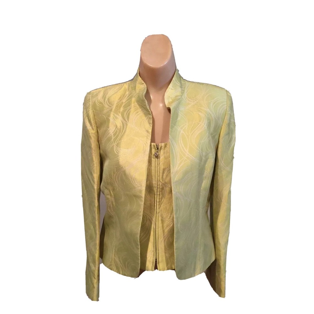 Flores & Flores Womens Tank Jacket Set Green Elegant Swirl Size 6 New